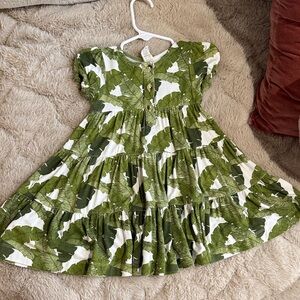 Kate Quinn Green and White Leaf Pattern Dress